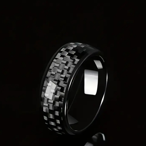 Mens Carbon Fiber Tungsten Ring Size 9 or 10 - Picture 2 of 4
